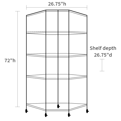 Product dimensions diagram showing front, side, and depth measurements