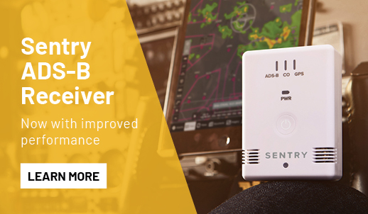 Sentry ADS-B Receiver Now with improved performance Learn More - Sentry ADS-B mounted near iPad